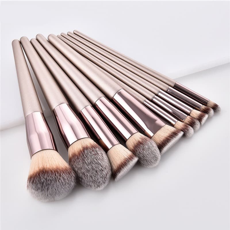 Champagne Gold Makeup Brush Set, front view of the brushes