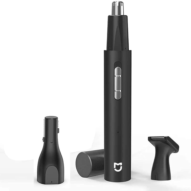 Compact Dual-Edge Nose and Ear Hair Trimmer in black, front view