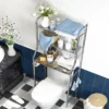 Bathroom Organizer Over Toilet – 3-Tier Metal Rack with Hooks