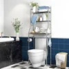 Bathroom Organizer Over Toilet – 3-Tier Metal Rack with Hooks